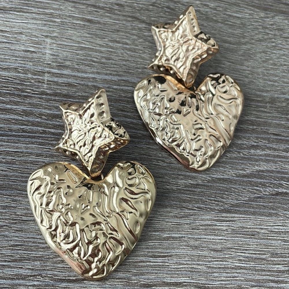 Statement heart earrings M254 - Picture 2 of 2